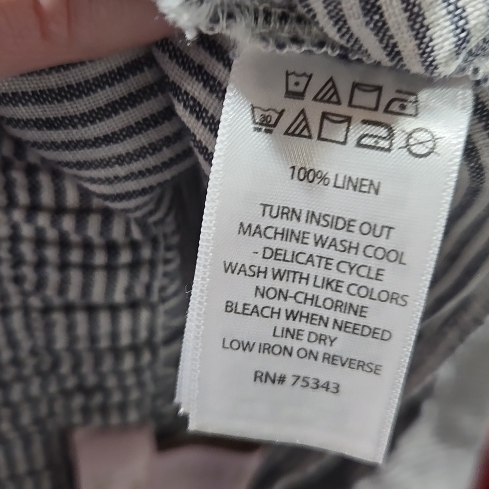 ST. TROPEZ West 100% Linen Striped Long Maxi Style Skirt Sz Medium - Picture 8 of 8